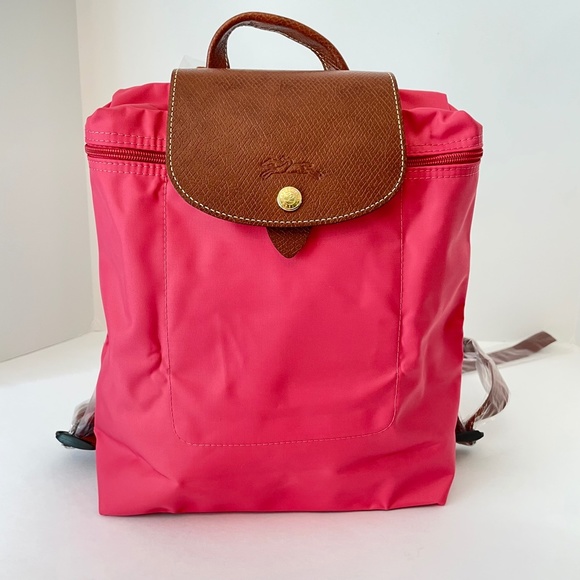 Longchamp Le Pliage Nylon Backpack FLOWER PINK New - Picture 8 of 14